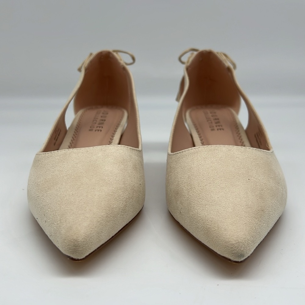 Journee Collection Bindi Nude Kitten Heel Bow and Tassels Side Cutouts Pump 11 - Picture 3 of 16